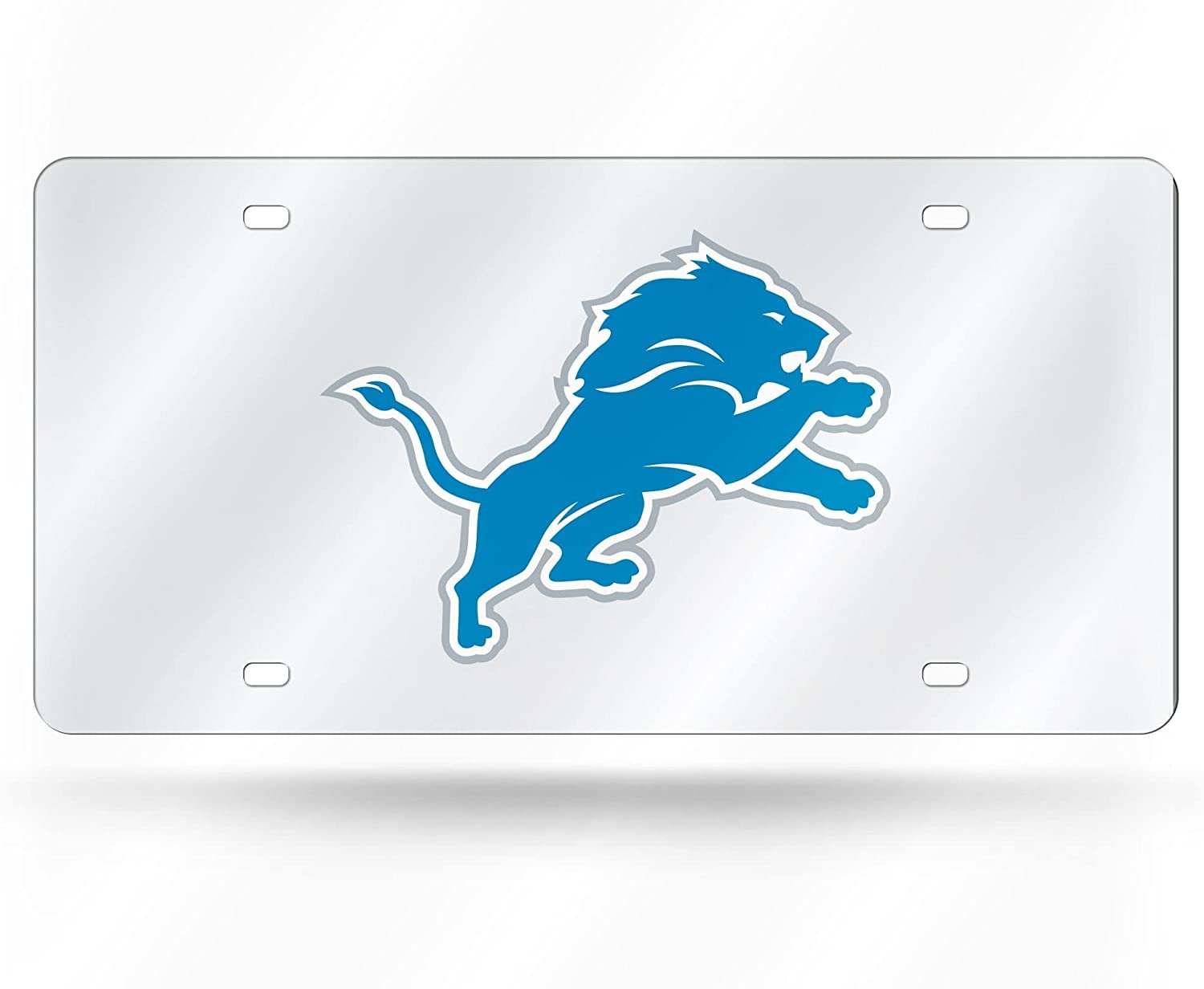 Detroit Lions Premium Laser Cut Tag License Plate, Mirrored Acrylic Inlaid, 12x6 Inch 1