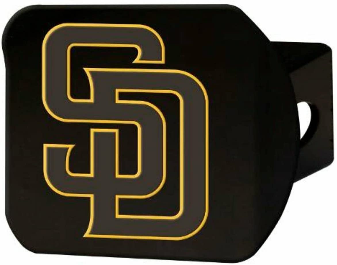 San Diego Padres Hitch Cover Solid Black Metal with Color Metal Emblem 2" Square Type III