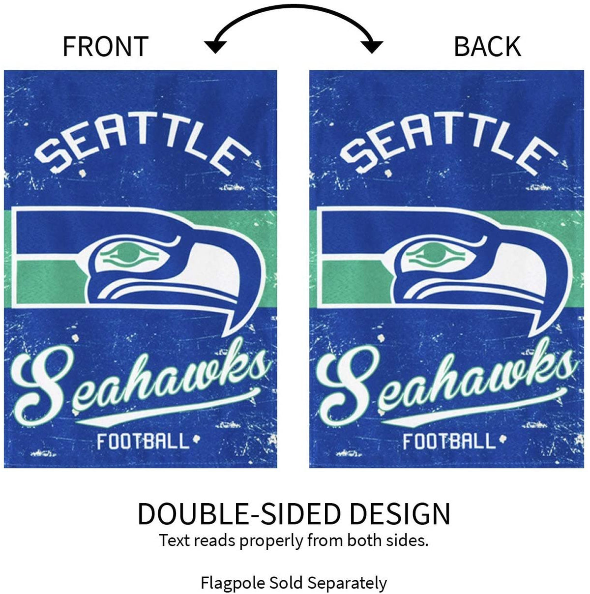 Seattle Seahawks Premium Garden Flag Banner, Double Sided, Retro Vintage Style, Linen, 13x18 Inch 7
