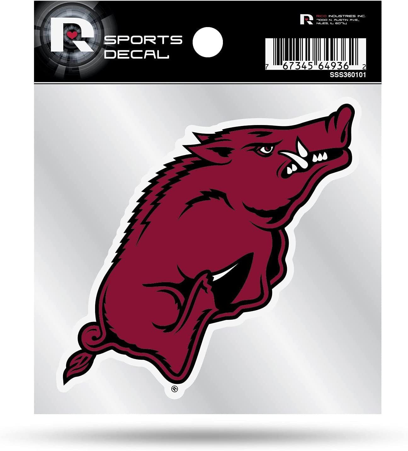 University of Arkansas Razorbacks 4x4 Inch Die Cut Decal Sticker, Primary Logo, Clear Backing 1