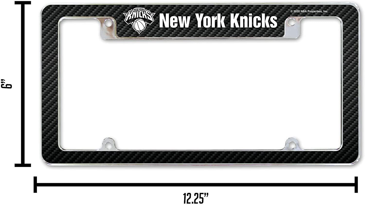New York Knicks Metal License Plate Frame Chrome Tag Cover Carbon Fiber Design 6x12 Inch 4