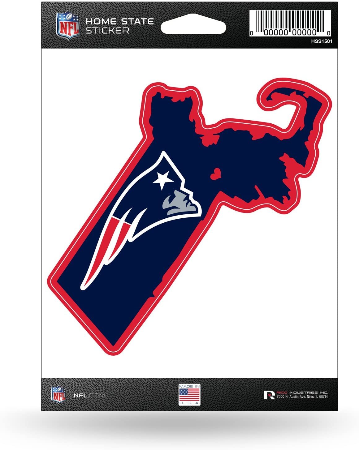 New England Patriots 5 Inch Sticker Decal, Home State Design, Flat Vinyl, Full Adhesive Backing 1
