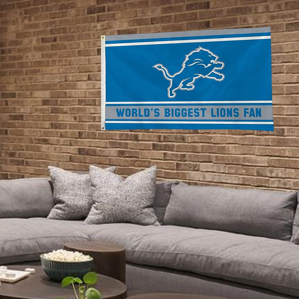 Detroit Lions 3x5 Feet Flag Banner, World's Biggest Fan, Metal Grommets, Single Sided, Indoor or Outdoor Use 4