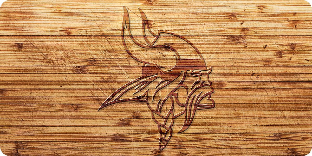 Minnesota Vikings Logo Wood Style Acrylic License Plate 1