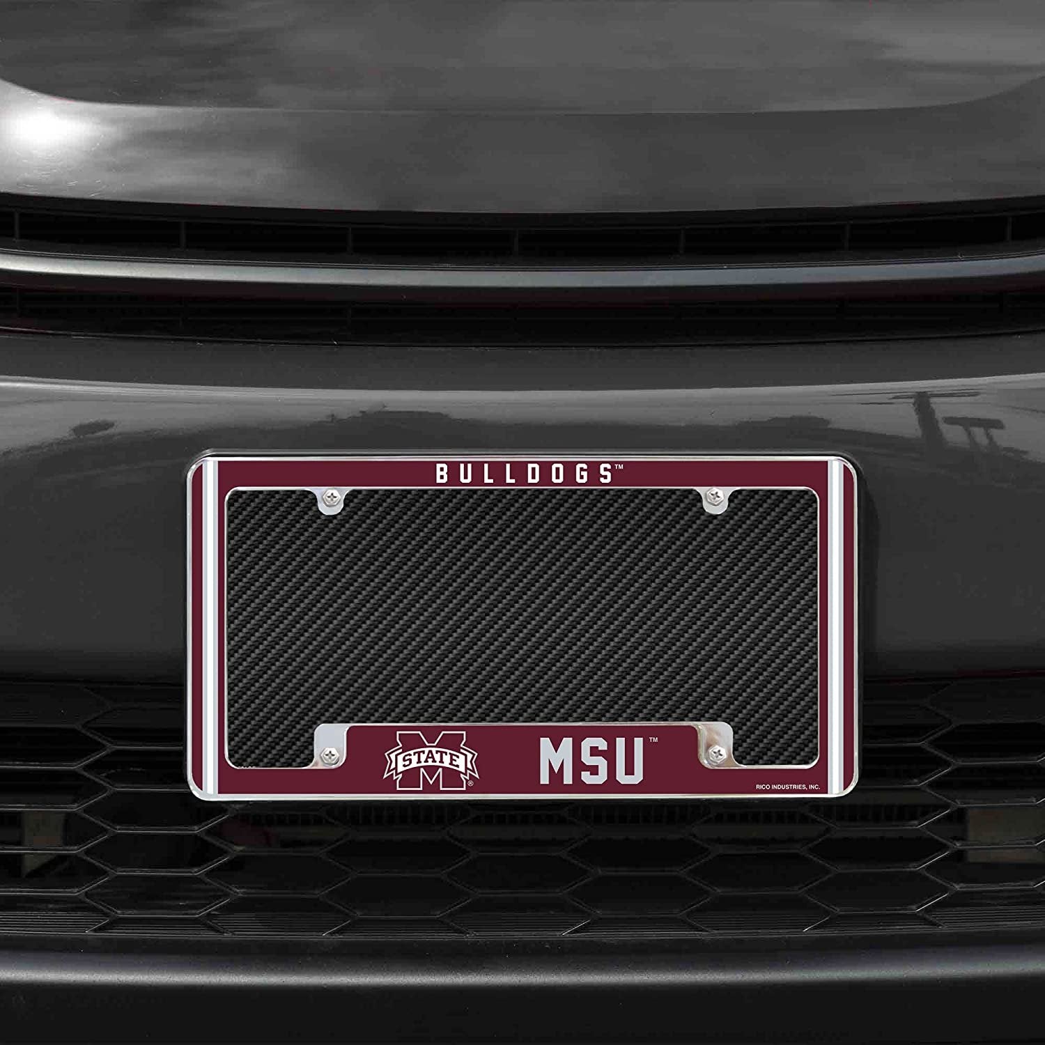 Mississippi State University Bulldogs Metal License Plate Frame Chrome Tag Cover Alternate Design 6x12 Inch 2