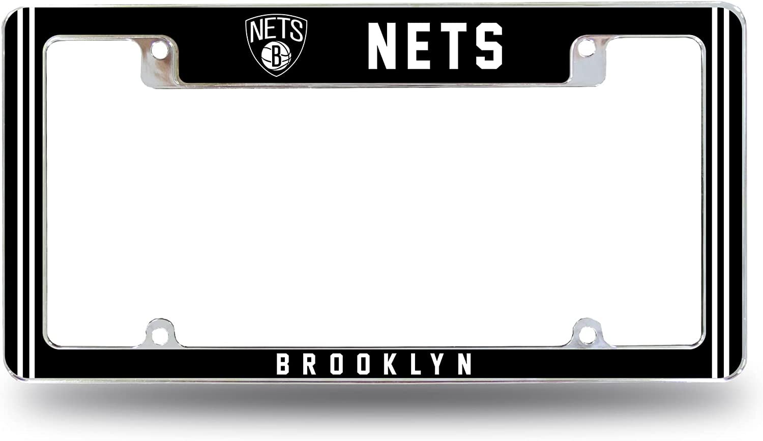 Brooklyn Nets Metal License Plate Frame Chrome Tag Cover Alternate Design 6x12 Inch 1