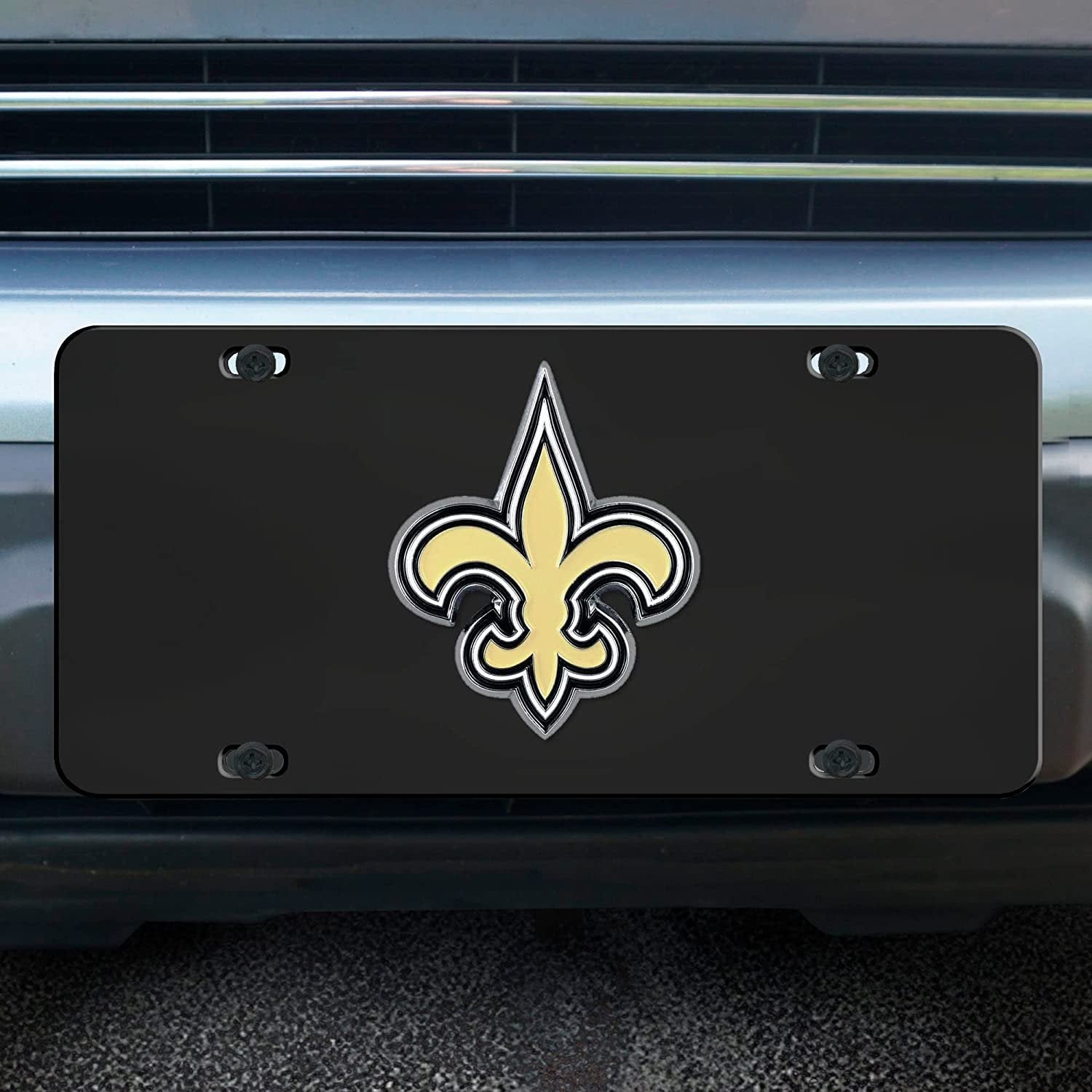 New Orleans Saints Metal License Plate Tag Die Cast 3D Black Stainless Steel 2