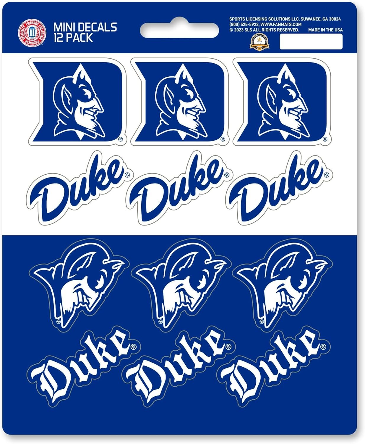 Duke University Mini Decal 12-pk - Great Gift for Sports Fans - Works On Hard Surfaces - for Homes, Cars, Trucks, SUVs, Personal Items, Laptops, Cell Phones