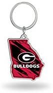 University of Georgia Bulldogs Metal Keychain State Shape Design 1