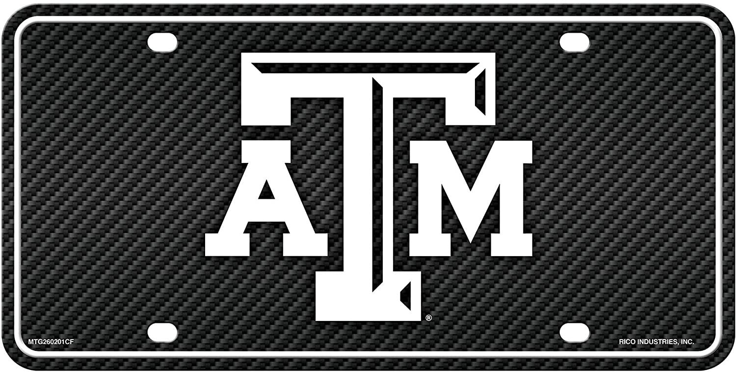 Texas A&M University Aggies Metal Auto Tag License Plate, Carbon Fiber Design, 6x12 Inch
