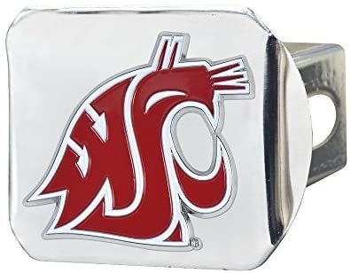 Washington State Cougars Hitch Cover Solid Metal with Raised Color Metal Emblem 2" Square Type III University