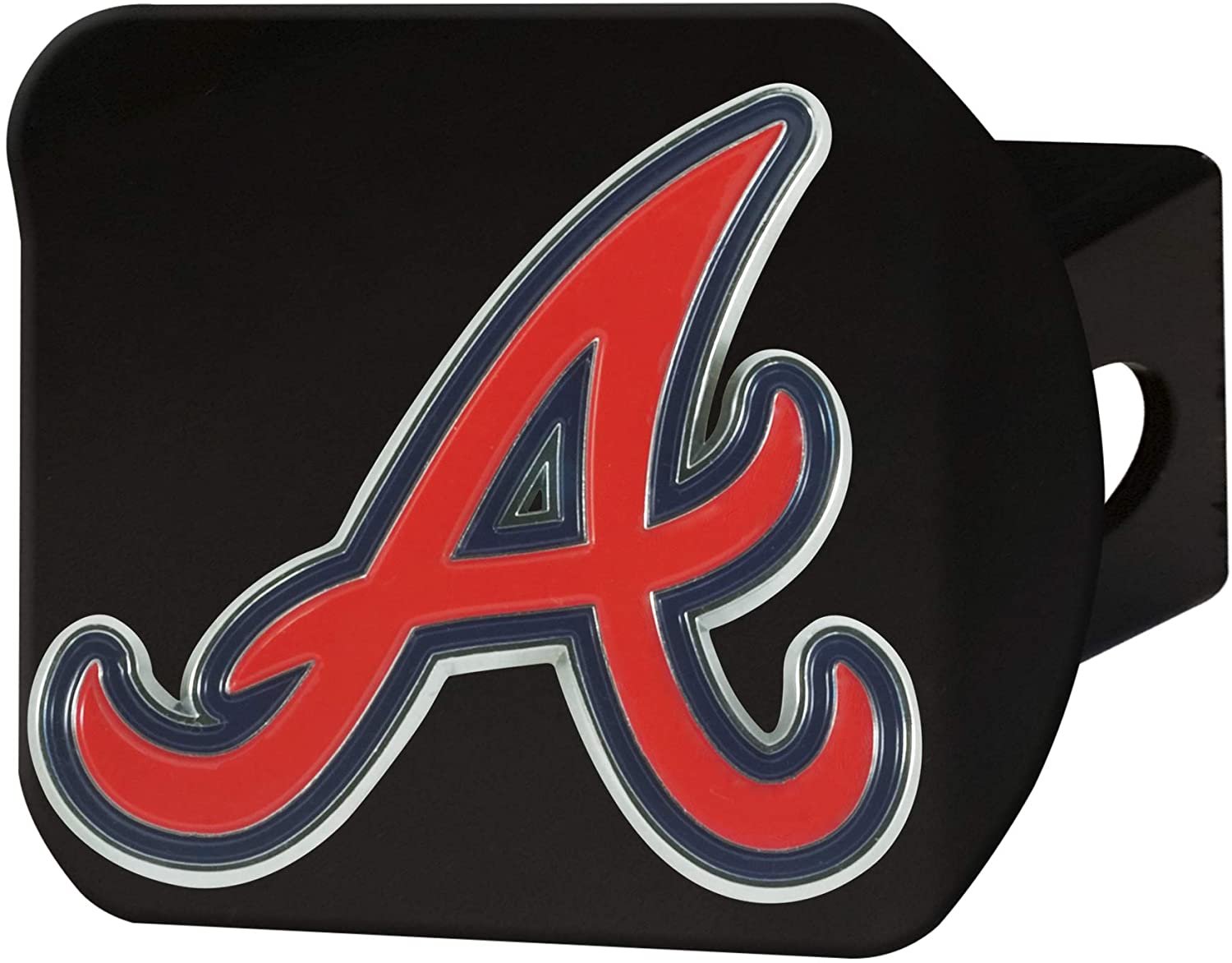 Atlanta Braves Hitch Cover Black Solid Metal with Raised Color Metal Emblem 2" Square Type III