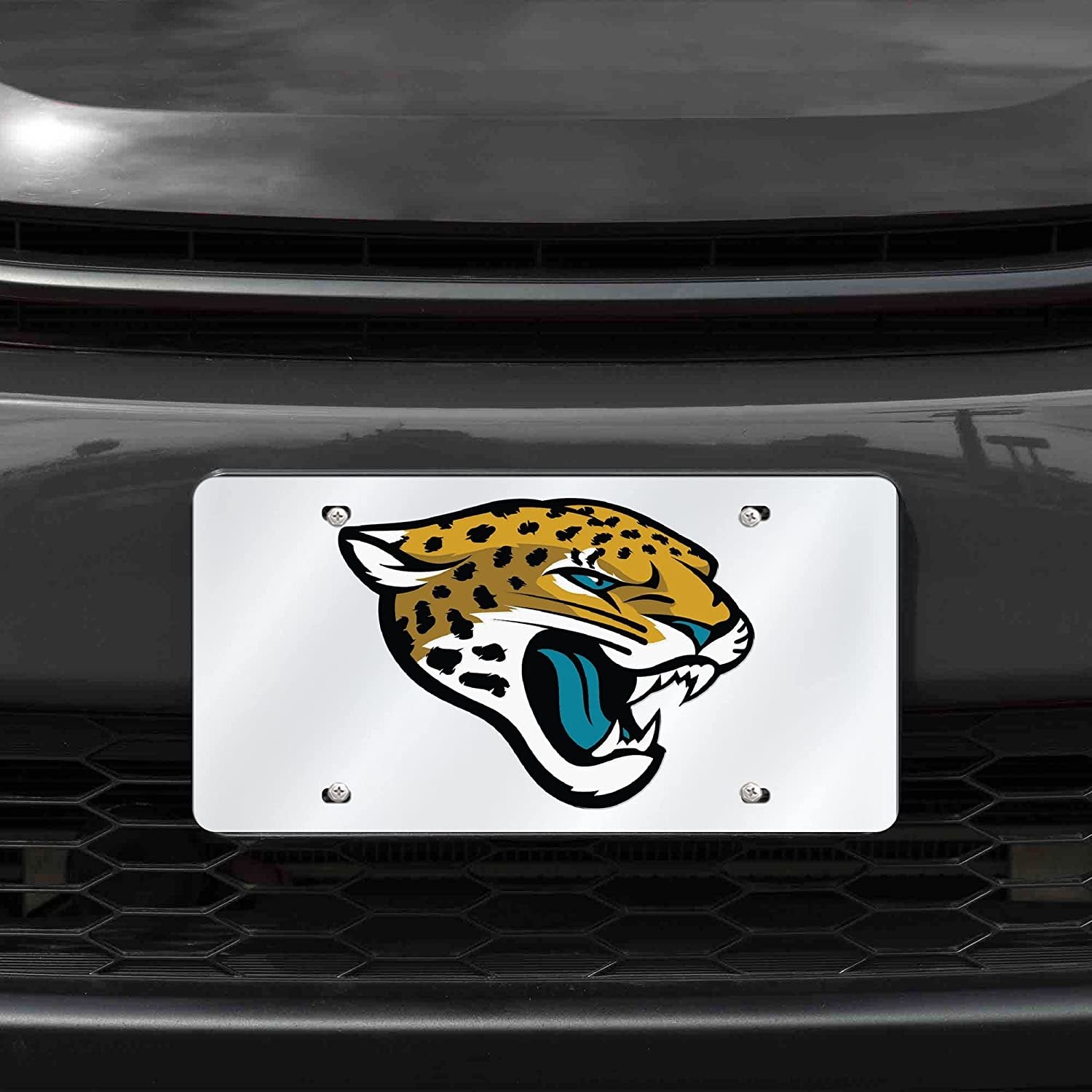 Jacksonville Jaguars Premium Laser Cut Tag License Plate, Mirrored Acrylic Inlaid, 12x6 Inch
