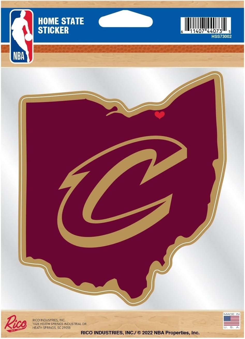Cleveland Cavaliers 5 Inch Sticker Decal Flat Vinyl Home State Design Full Adhesive Backing 1