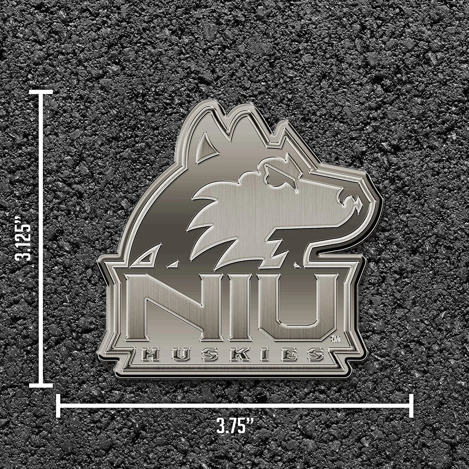 University of Northern Illinois Huskies Solid Metal Auto Emblem Antique Nickel for Car/Truck/SUV 4
