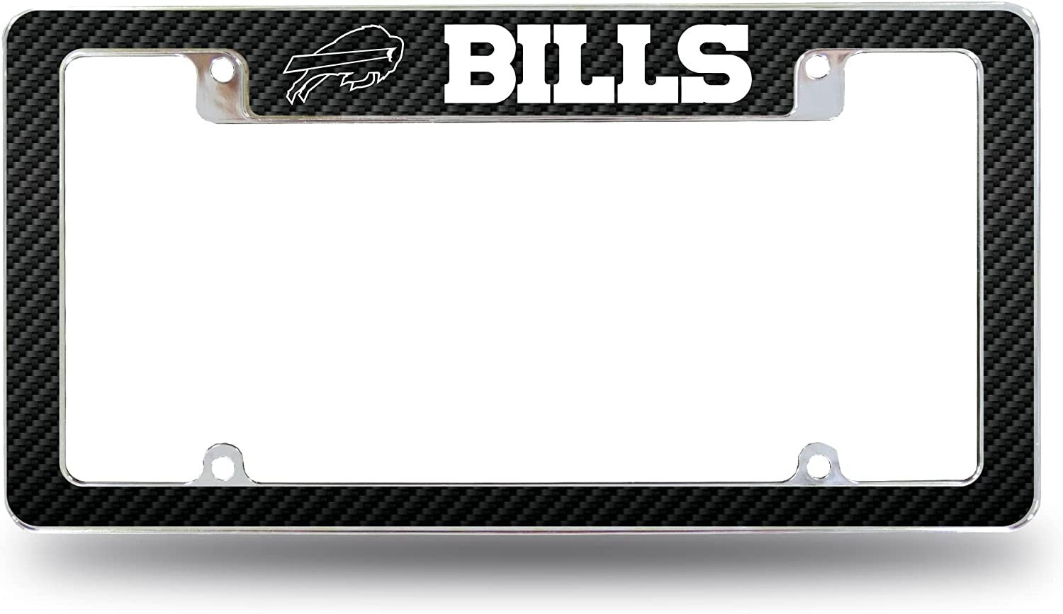 Buffalo Bills Metal License Plate Frame Chrome Tag Cover Carbon Fiber Design 6x12 Inch