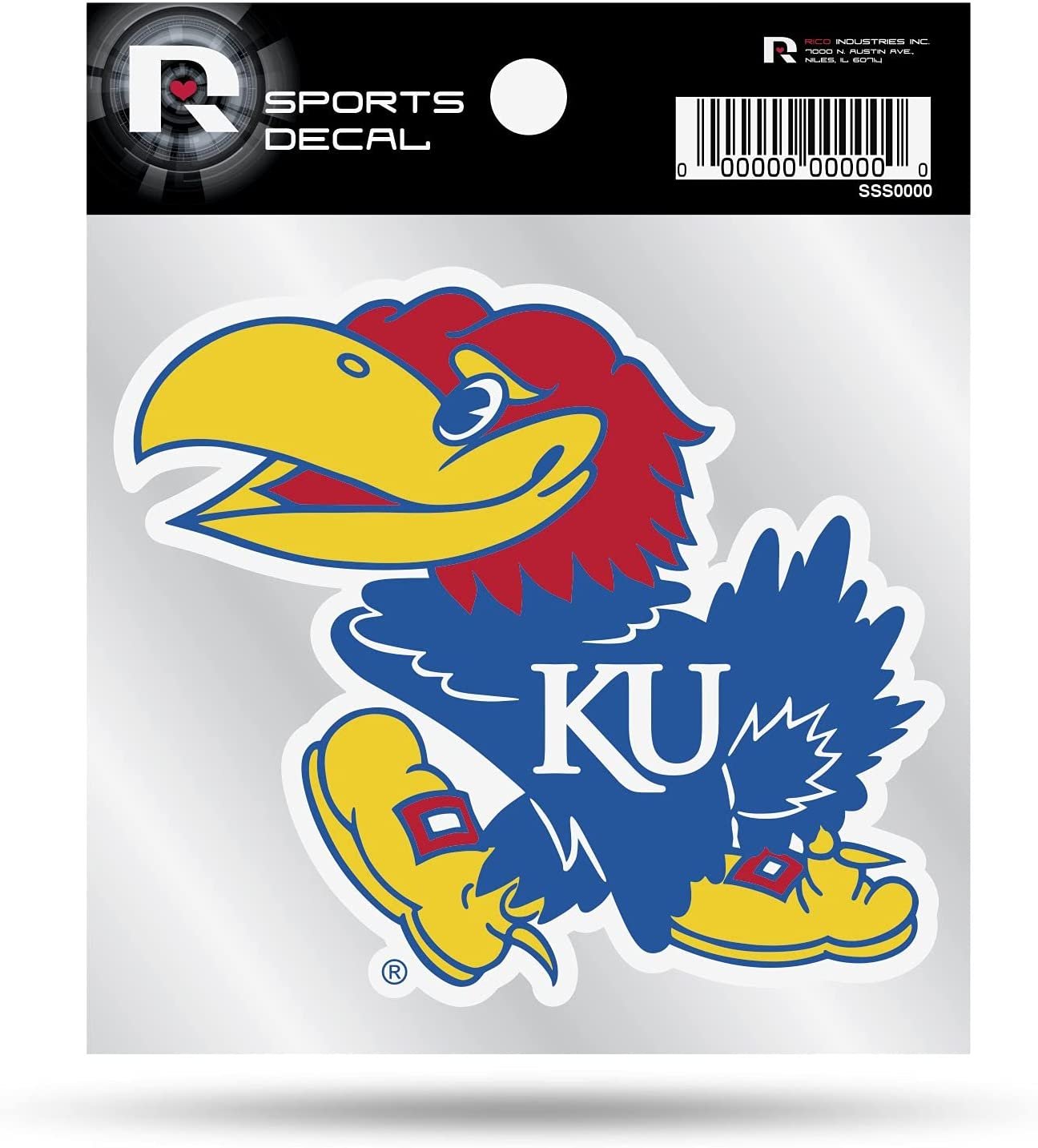 University of Kansas Jayhawks 4x4 Inch Die Cut Decal Sticker, Primary Logo, Clear Backing 1