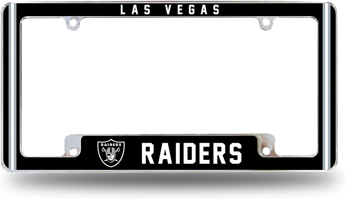 Las Vegas Raiders Metal License Plate Frame Chrome Tag Cover Alternate Design 6x12 Inch 1
