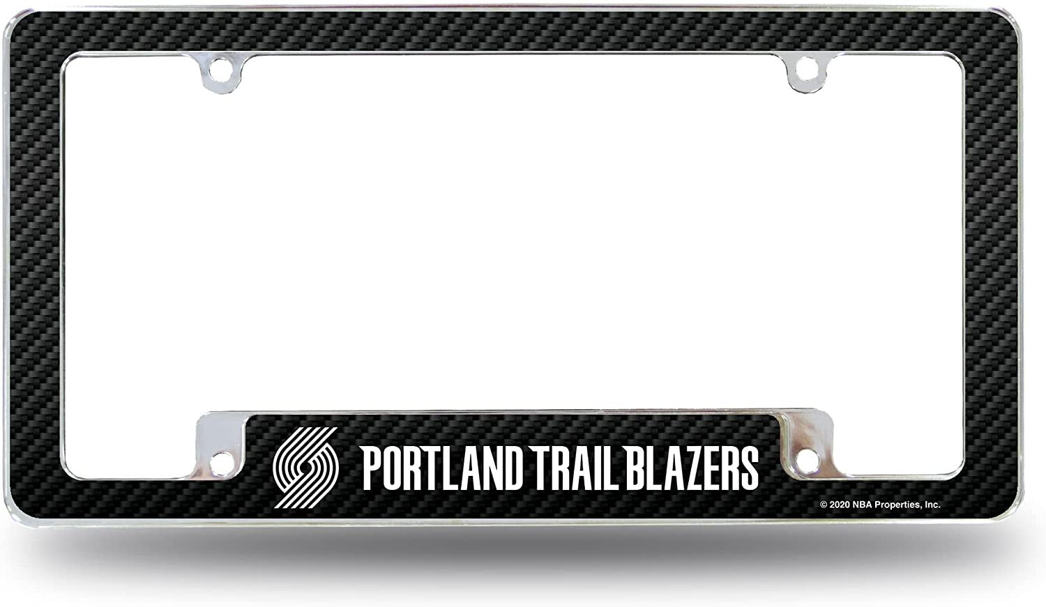Portland Trail Blazers Metal License Plate Frame Chrome Tag Cover Carbon Fiber Design 12x6 Inch 1