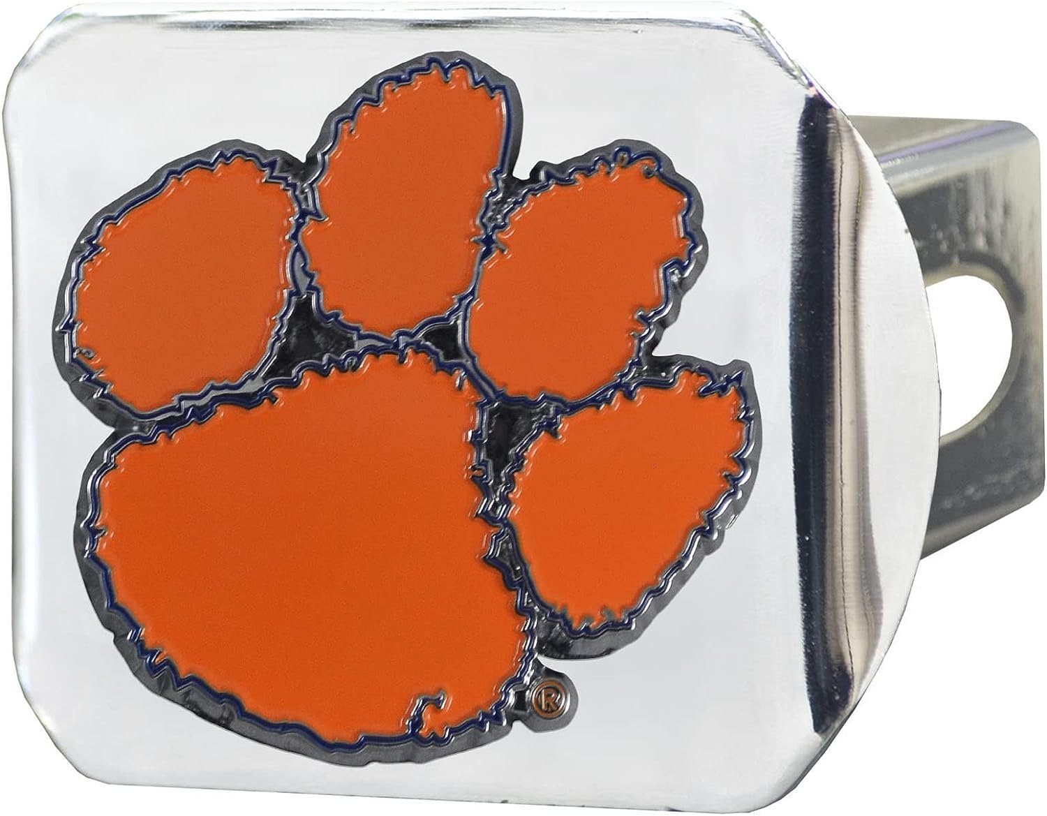 Clemson University Tigers Hitch Cover Solid Metal Color Emblem 2 Inch Square Type III