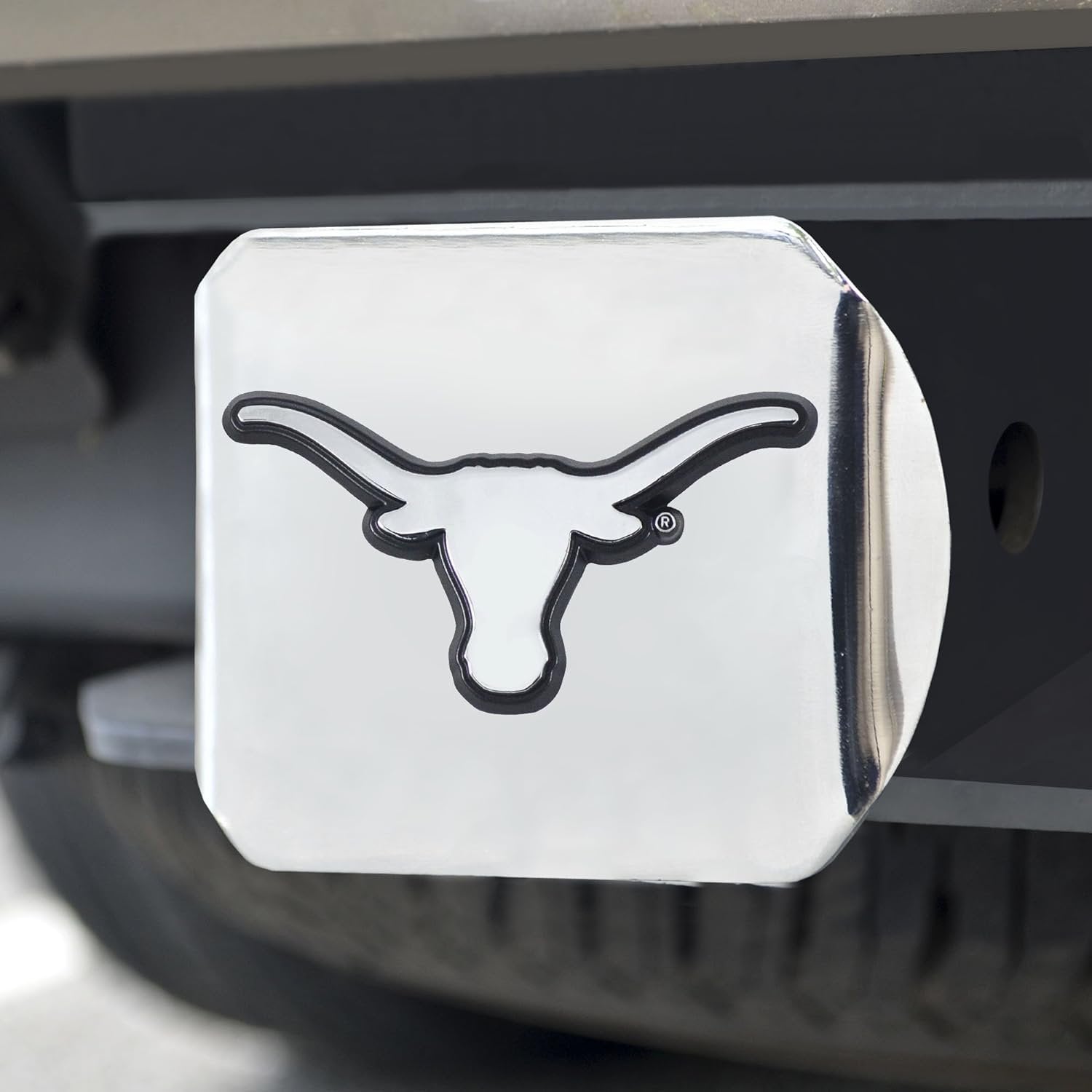 University of Texas Longhorns Hitch Cover Solid Metal with Raised Chrome Metal Emblem 2" Square Type III 1