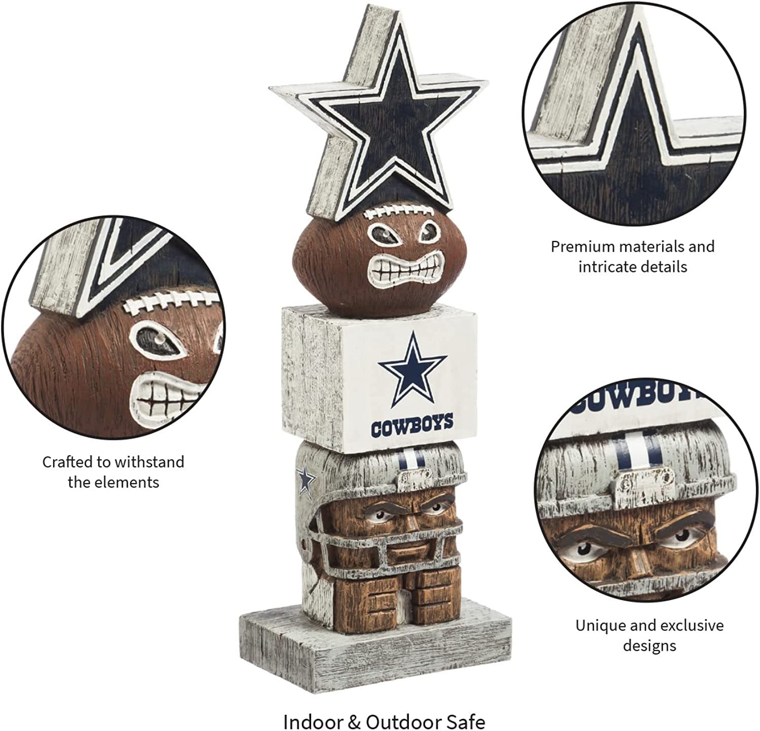 Dallas Cowboys 16 Inch Tiki Totem Garden Statue Resin Outdoor Decoration 4