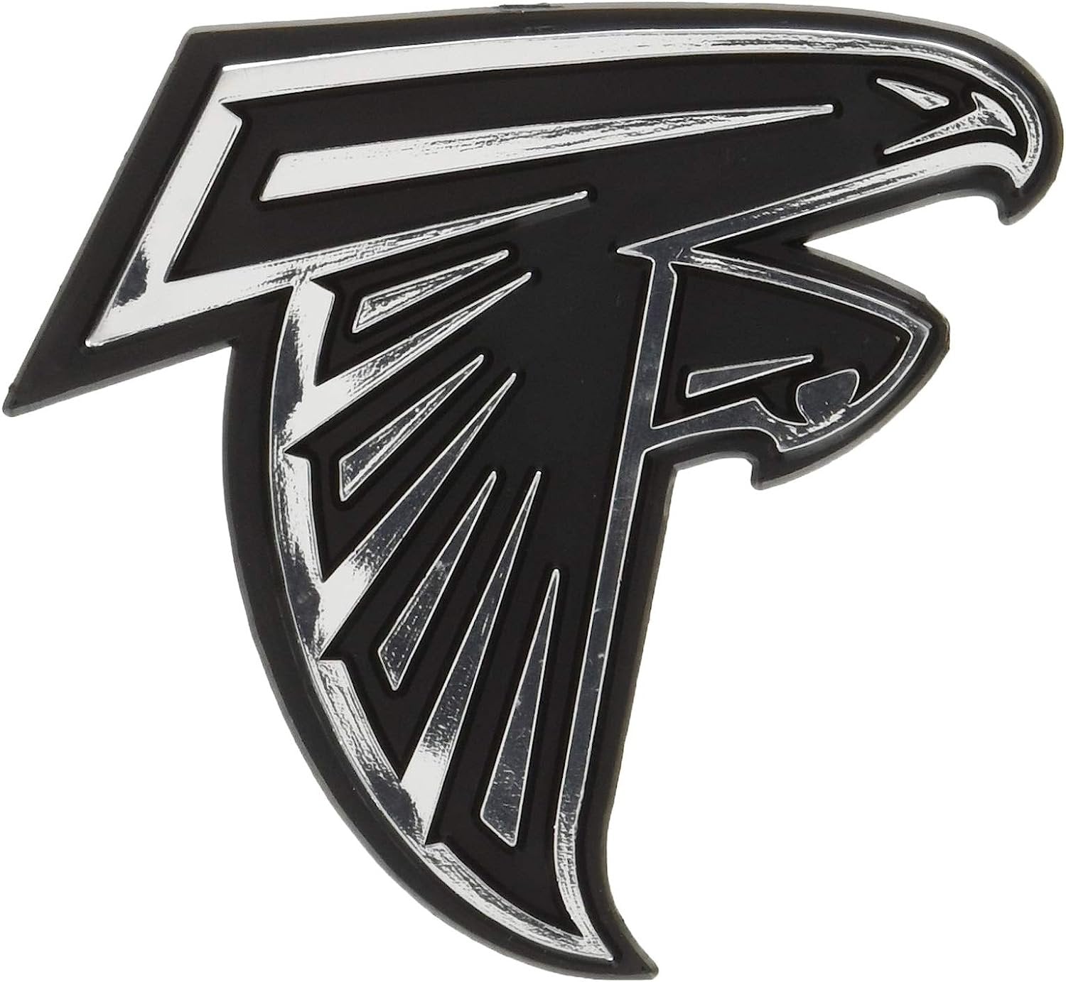 Atlanta Falcons Silver Chrome Color Auto Emblem Molded Raised Adhesive Tape Backing 1