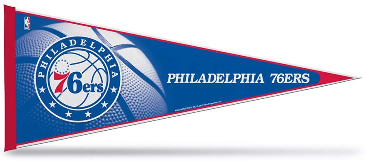 Philadelphia 76ers Soft Felt Pennant, Primary Design, 12x30 Inch, Easy To Hang