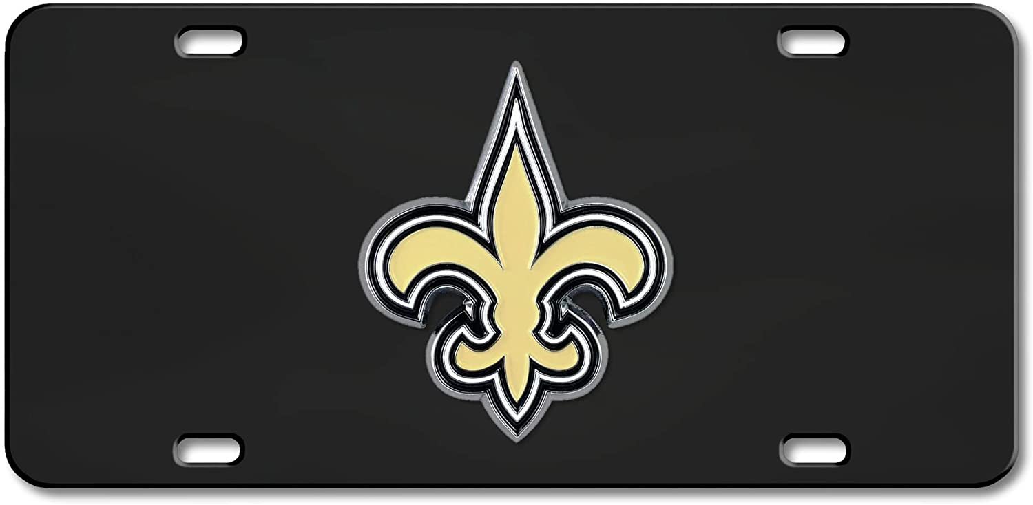 New Orleans Saints Metal License Plate Tag Die Cast 3D Black Stainless Steel 1