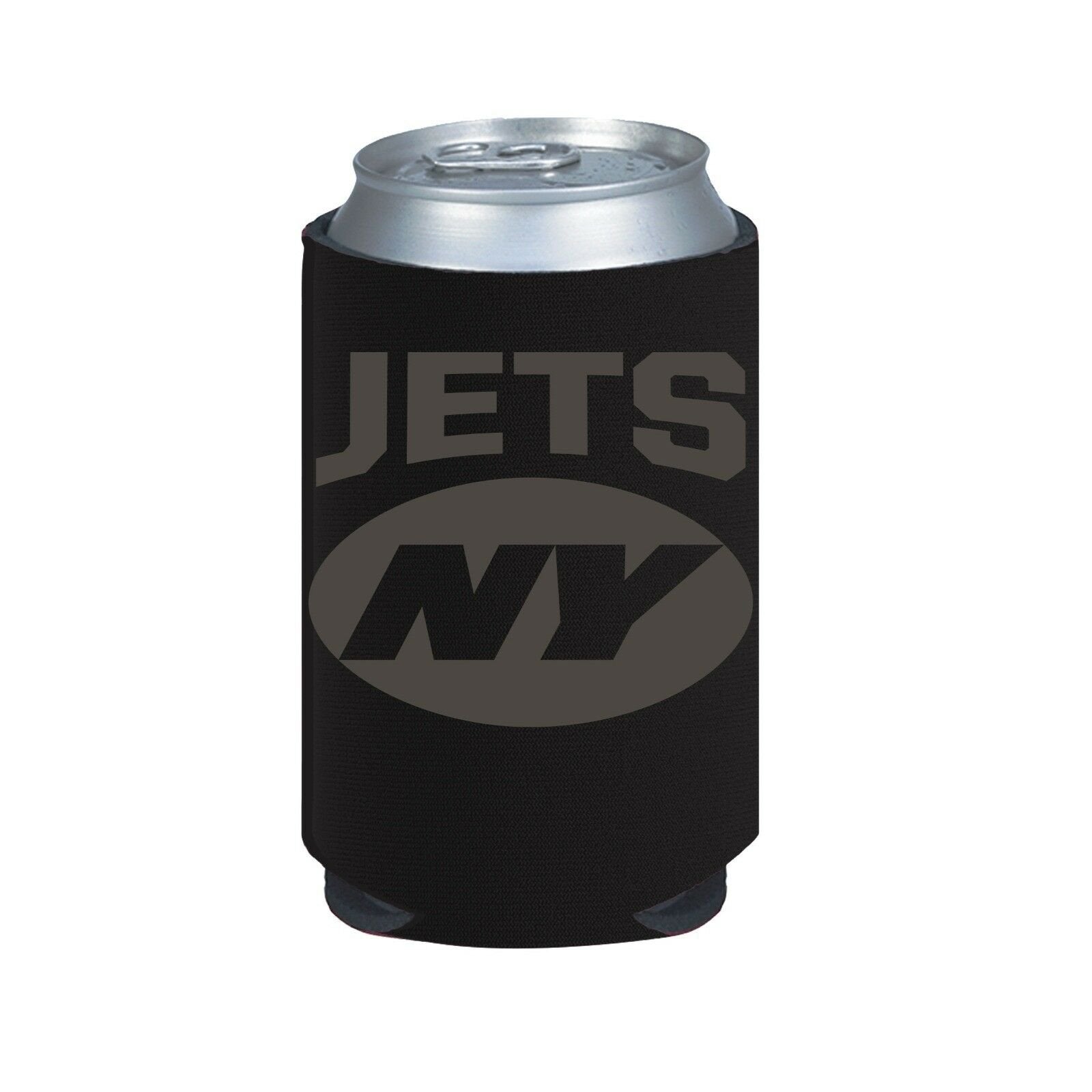 New York Jets 2-Pack BLACK TONAL CAN Koozie Neoprene Holder Cooler Football 1