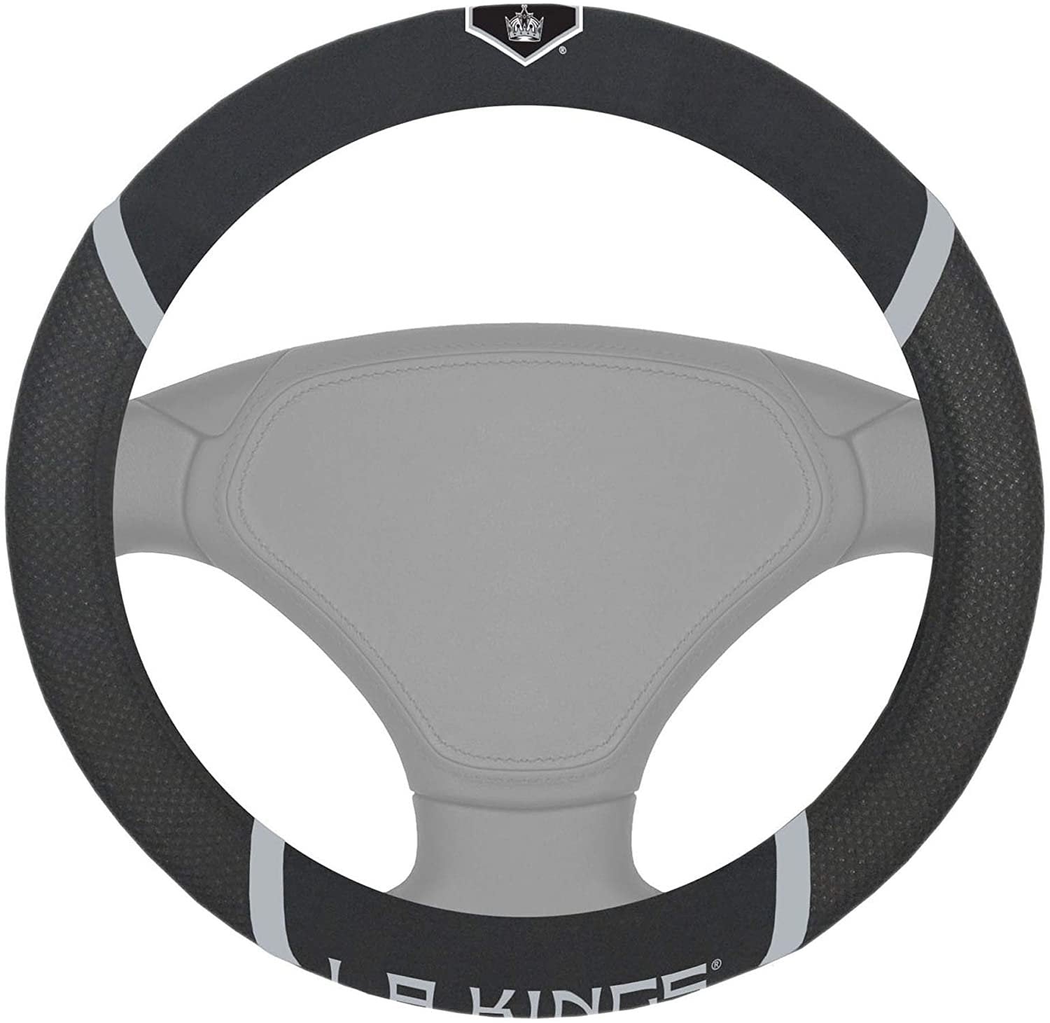 Los Angeles Kings Steering Wheel Cover Premium Embroidered Black 15 Inch