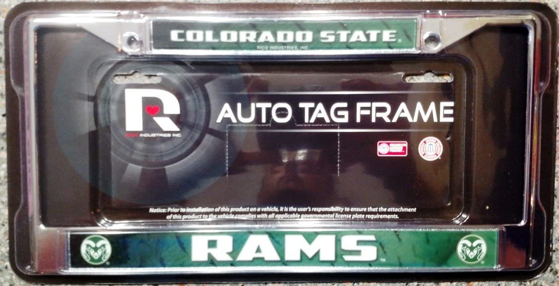 Colorado State University Rams Chrome License Plate Frame Metal Tag Cover, 12x6 Inch