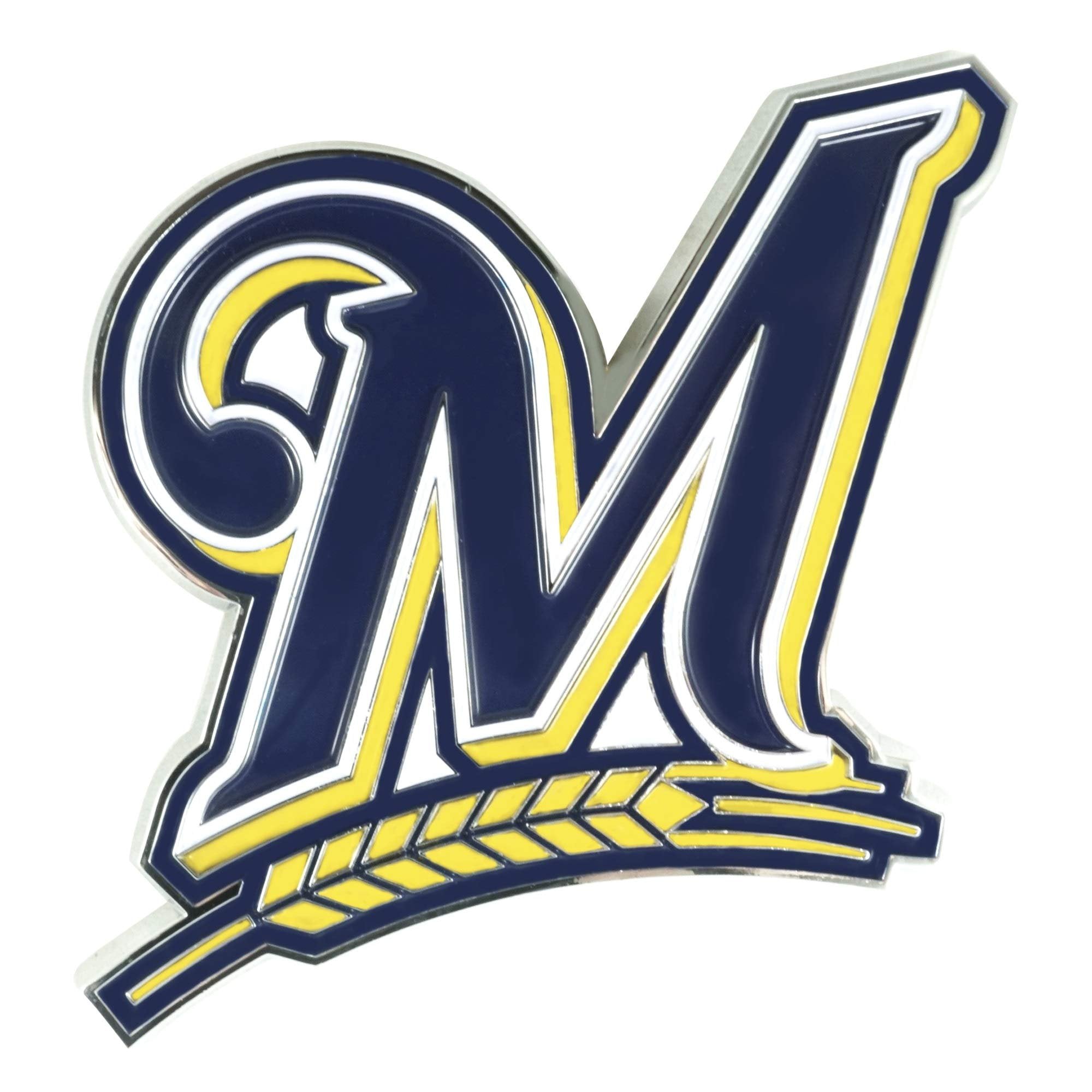 Milwaukee Brewers Premium Solid Metal Color Chrome Auto Emblem Decal