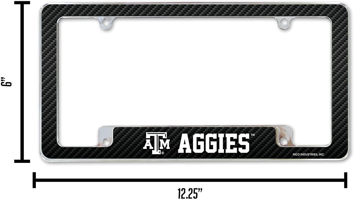 Texas A&M University Aggies Metal License Plate Frame Chrome Tag Cover 12x6 Inch Carbon Fiber Design 5