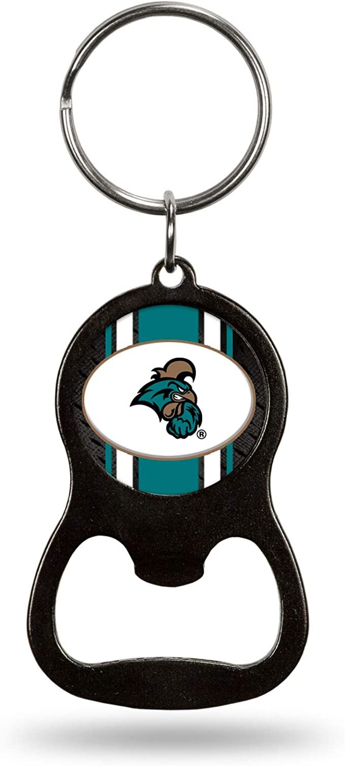 Coastal Carolina University Chanticleers Premium Solid Metal Bottle Opener Keychain, Key Ring, Team Color