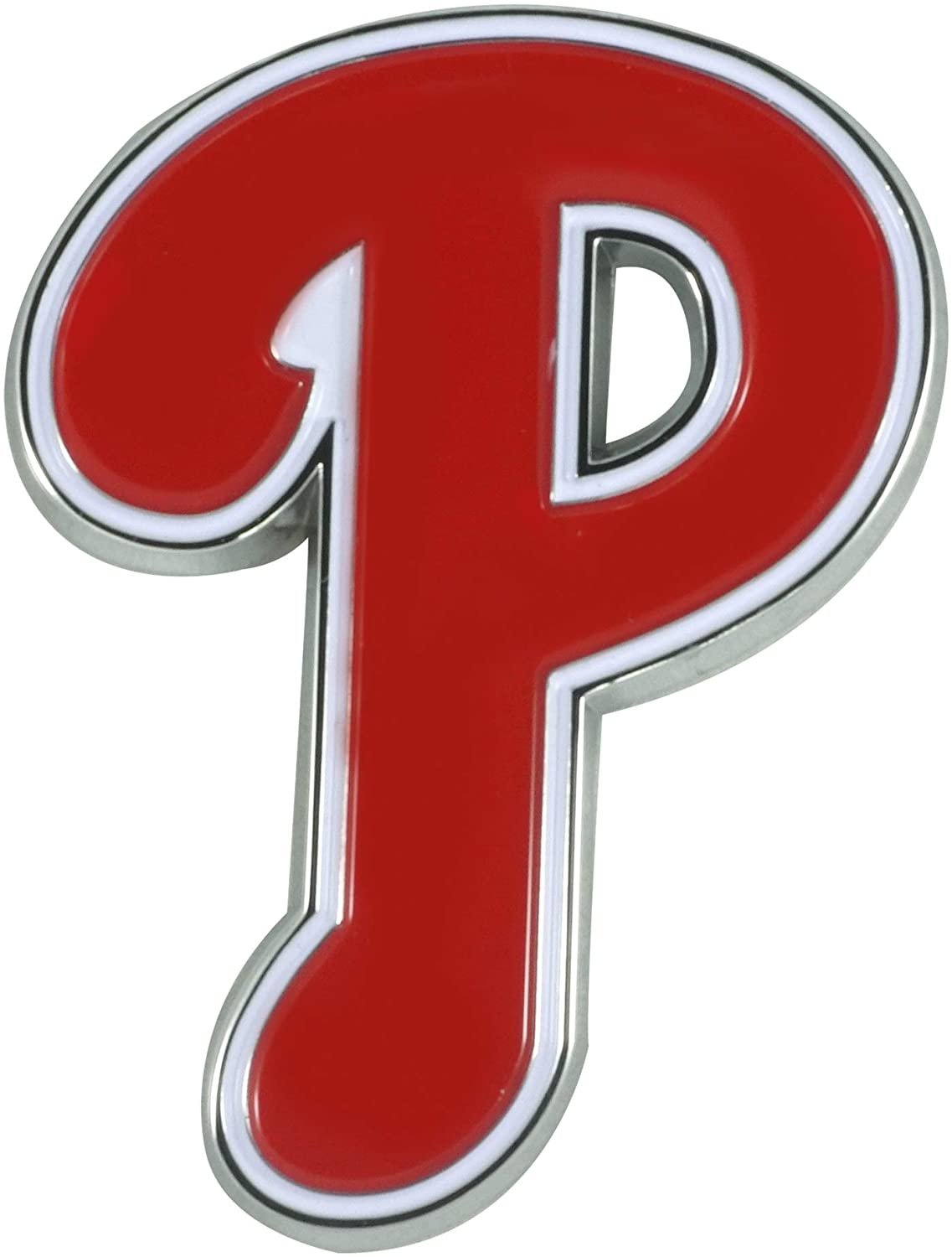 Philadelphia Phillies Solid Metal Color Auto Emblem Raised Decal Adhesive Tape Backing