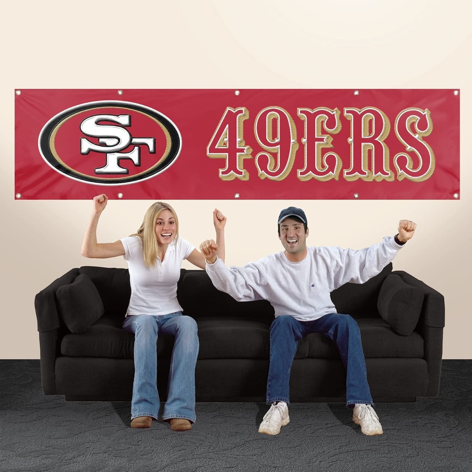 San Francisco 49ers Giant 8x2 Feet Banner Flag Premium Embroidered Nylon Construction Metal Grommets 2