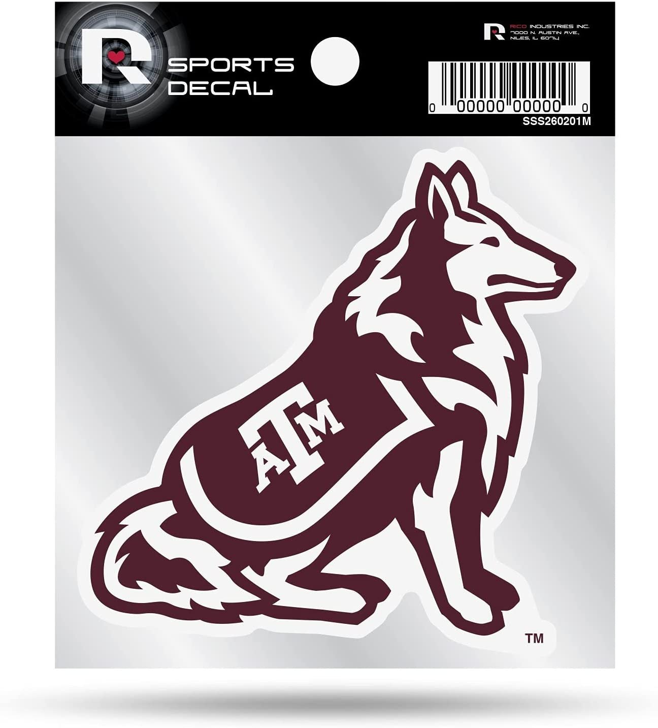 Texas A&M University Aggies 4x4 Inch Die Cut Decal Sticker, Mascot Logo, Clear Backing