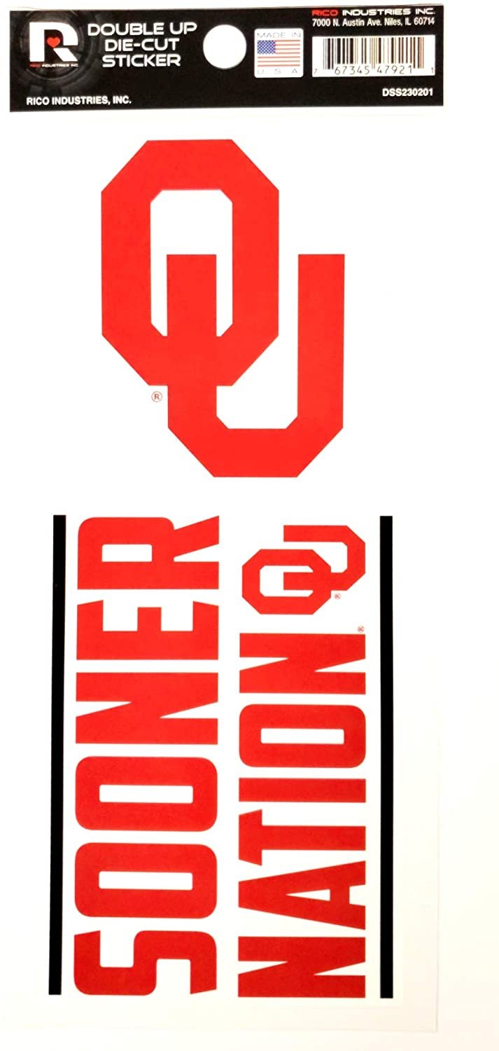 University of Oklahoma Sooners 2-Piece Double Up Die Cut Sticker Decal Sheet, 4x8 Inch 1