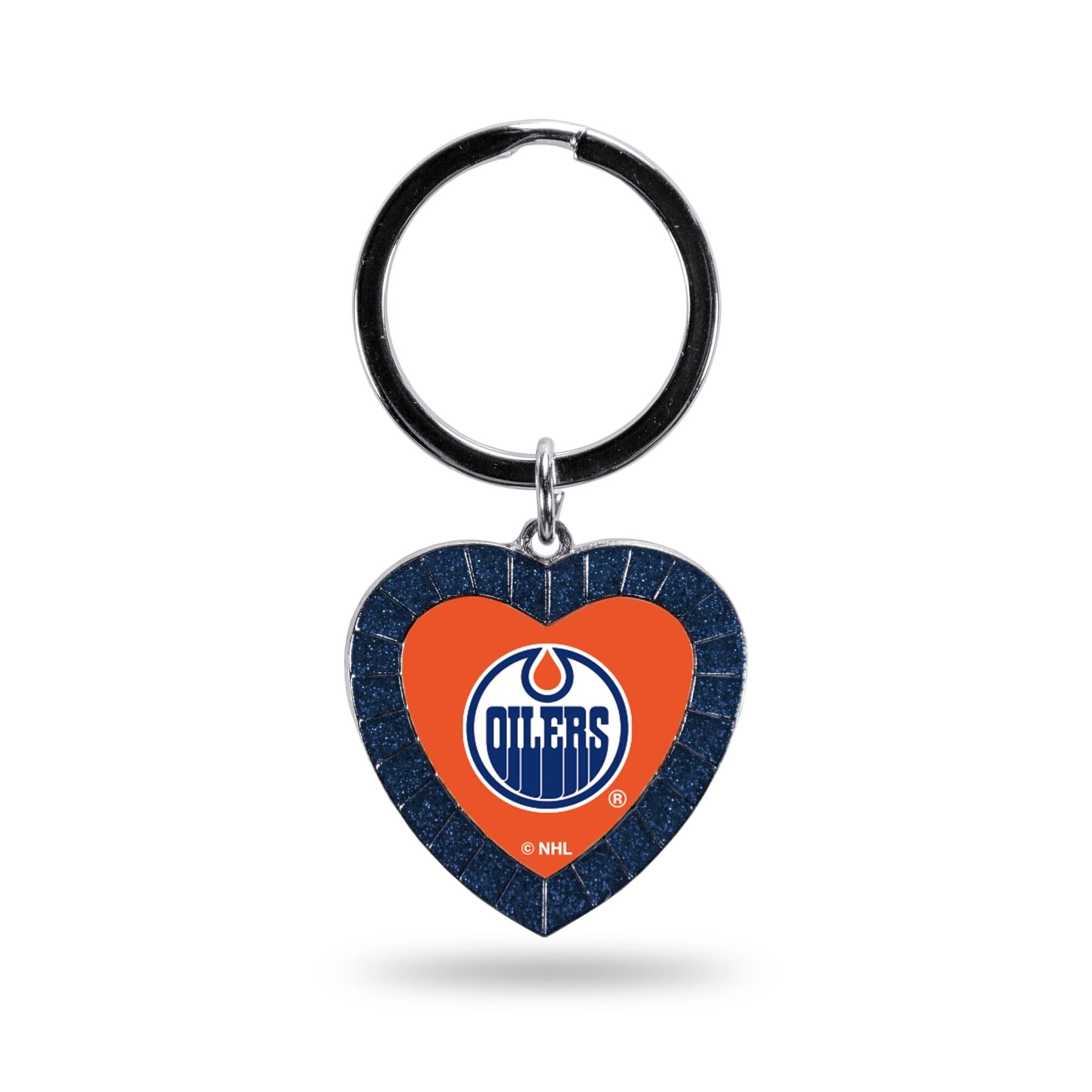 Rico Industries NHL Hockey Edmonton Oilers Team Color Rhinestone Heart Keychain