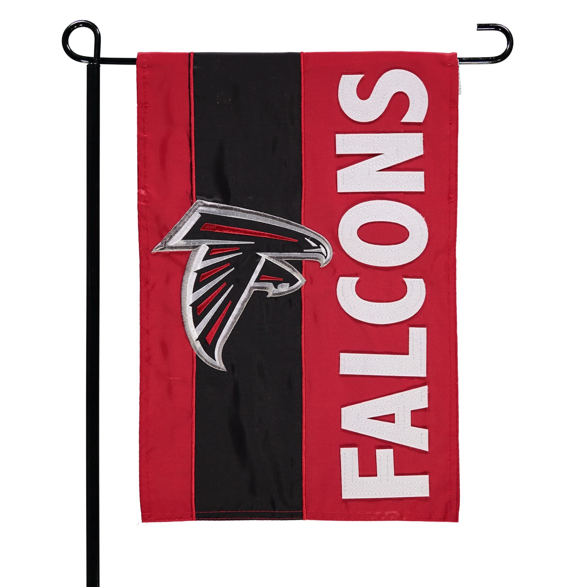 Atlanta Falcons Premium Double Sided Garden Flag Banner, Embroidered Applique, 12.5 x 18 inch, Indoor Outdoor Use, Display Stand Sold Separately