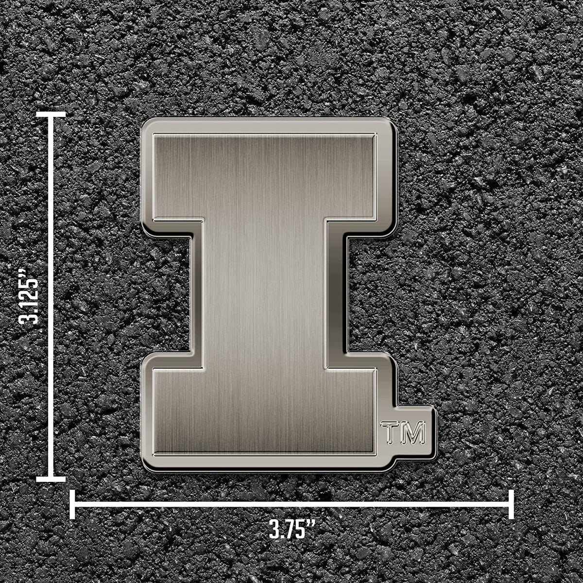 University of Illinois Illini Solid Metal Auto Emblem Antique Nickel for Car/Truck/SUV 5