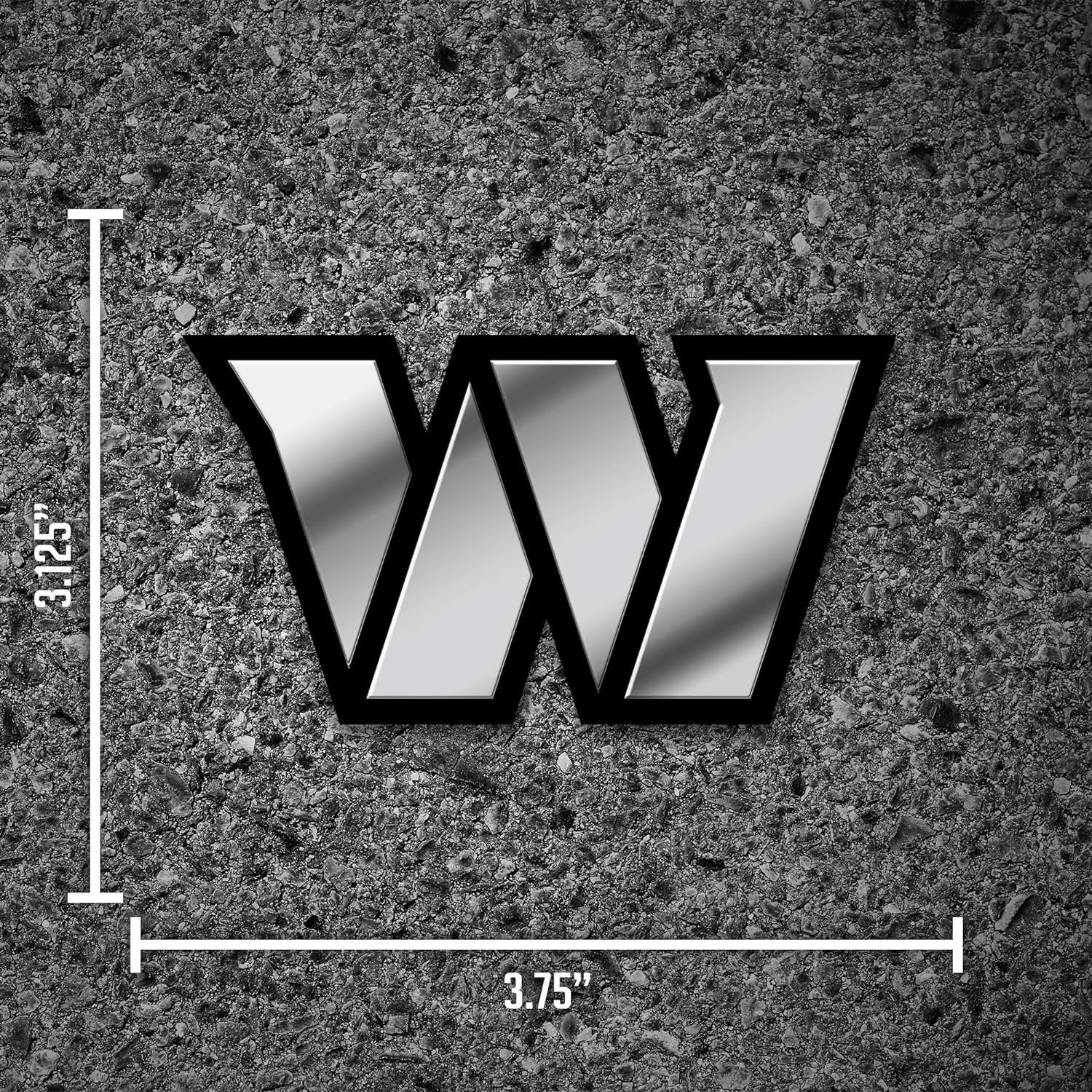 Washington Commanders Auto Emblem, Silver Chrome Color, Raised Molded Plastic, 3.5 Inch, Adhesive Tape Backing 5