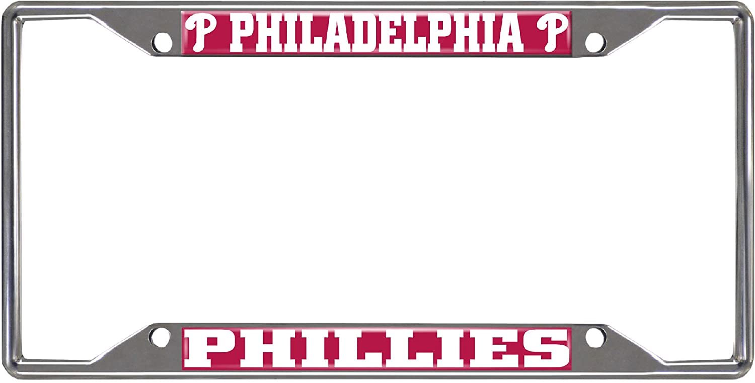 Philadelphia Phillies Metal License Plate Frame Tag Cover Chrome 6x12 Inch 1
