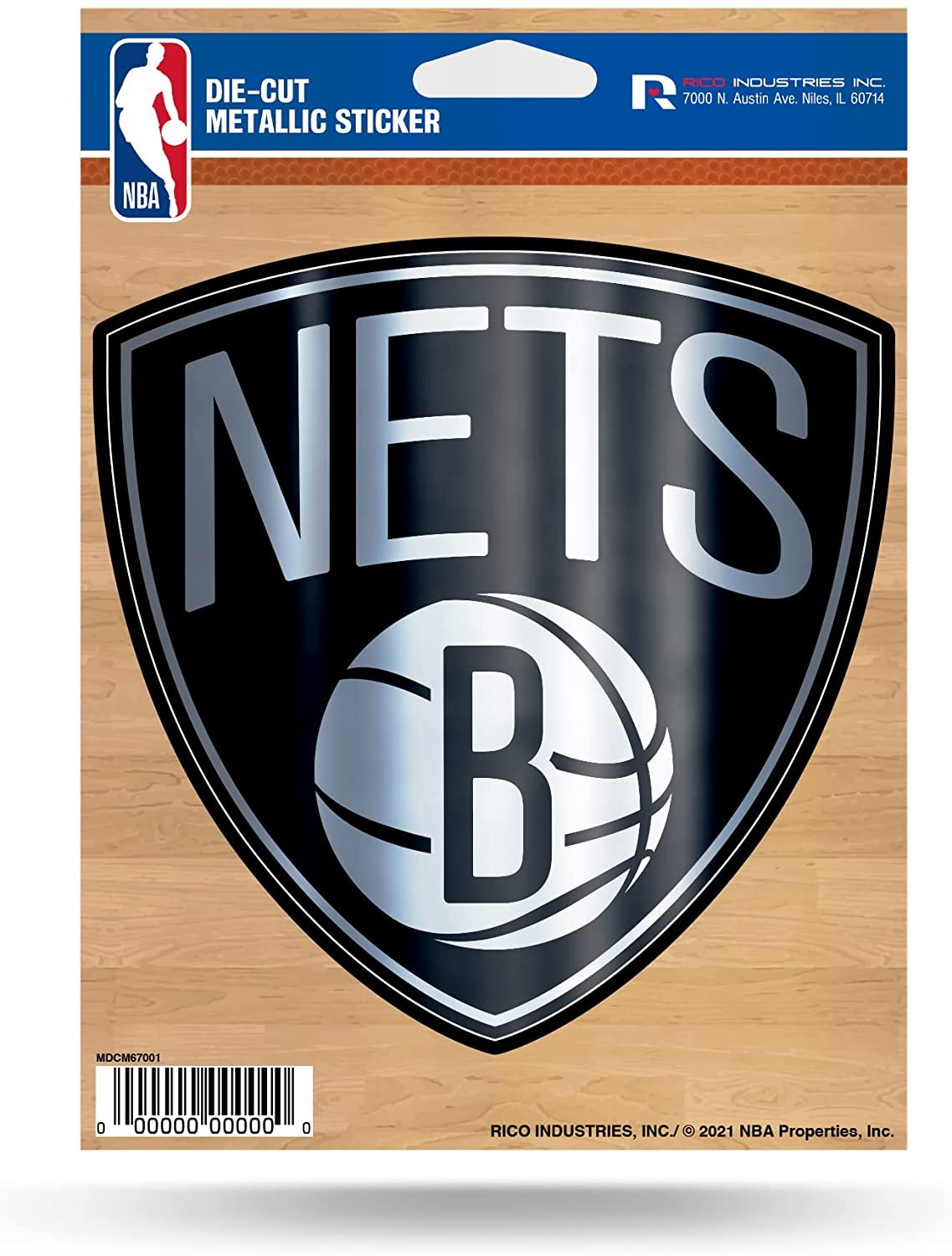 Brooklyn Nets 5 Inch Die Cut Flat Vinyl Decal Sticker Chrome Metallic Shimmer Adhesive Backing 1