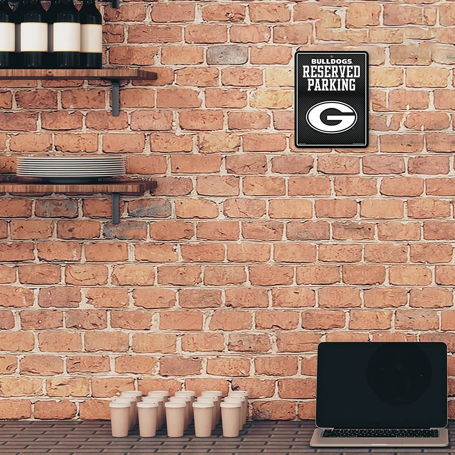 University of Georgia Bulldogs Metal Parking Sign, Carbon Fiber Design 8.5x11 Inch 3