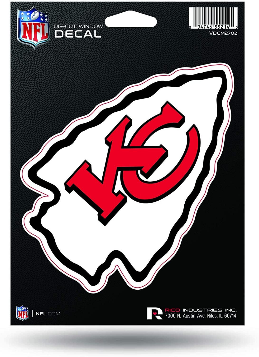 Kansas City Chiefs 5 Inch Die Cut Decal Sticker Full Adhesive Backing