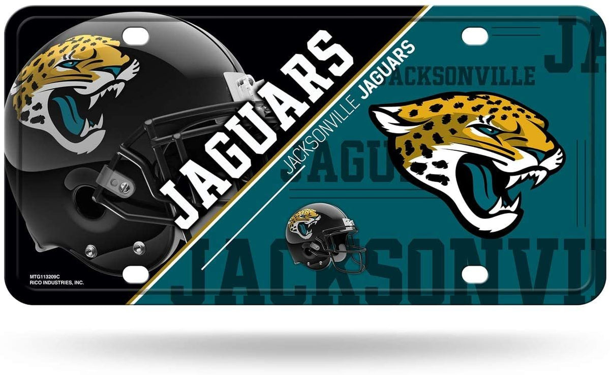 Jacksonville Jaguars Metal Auto Tag License Plate, Split Design, 6x12 Inch 2