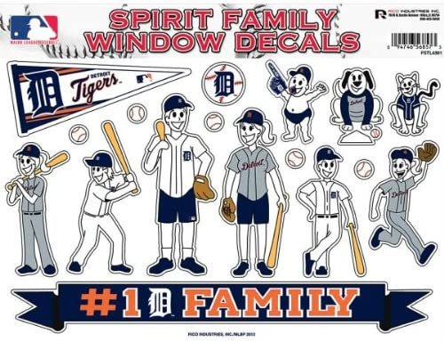 Detroit Tigers Decal Sticker Family Spirit Sheet Flat Vinyl 8x11 Inch 1