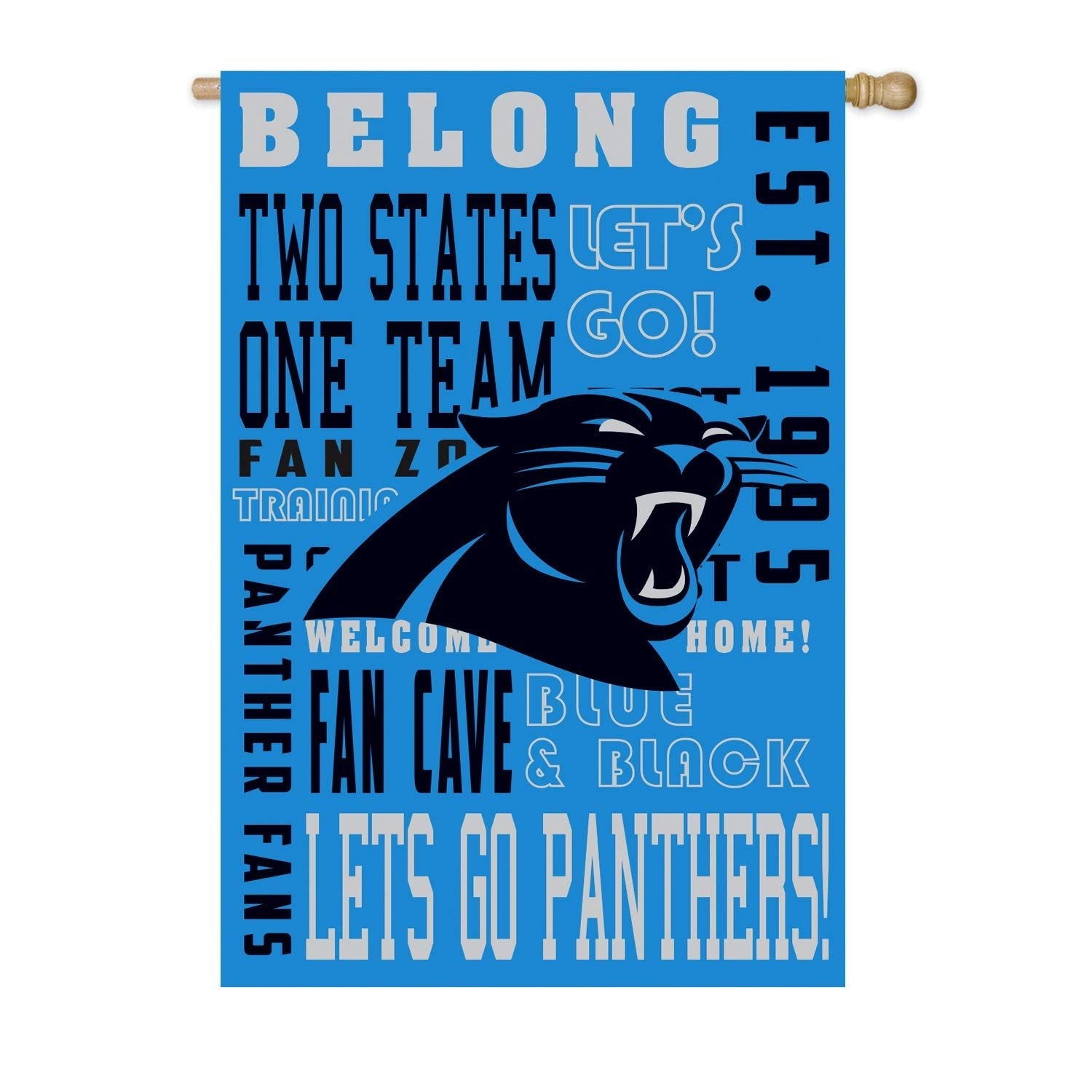 Carolina Panthers Premium Double Sided Banner House Flag, Fan Rules Design, 28x44 Inch 2